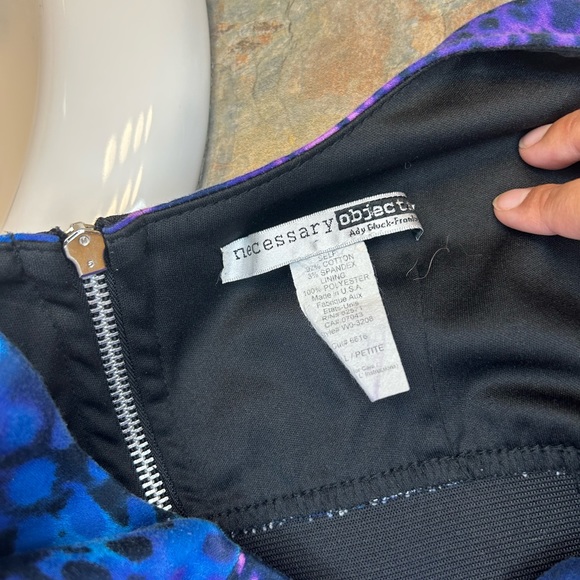 Necessary Objects cotton blend cocktail dress, blue and purple, small - Picture 6 of 7